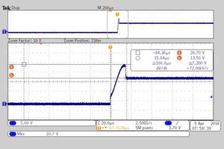 Przykładowy wykres z oscyloskopu Tektronix MSO 3054